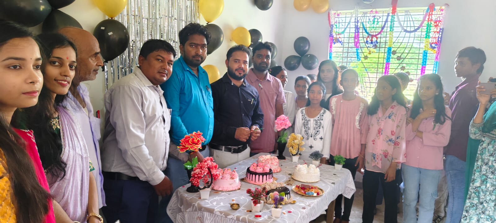 School celebration with cakes and decorations
